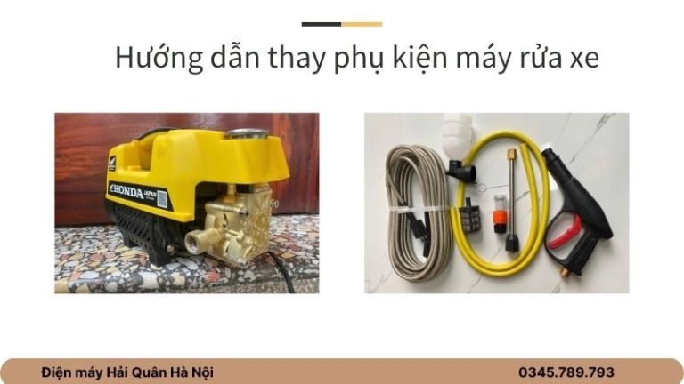 Hướng dẫn thay phụ kiện máy rửa xe: dây, súng, đầu phun