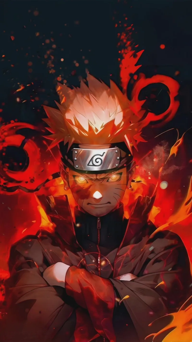 Lửa nhiệt huyết trong hình nền anime ngầu naruto