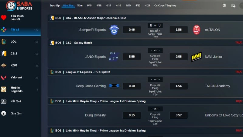 Hướng dẫn các bước đặt cược Esports tại nhà cái VA88