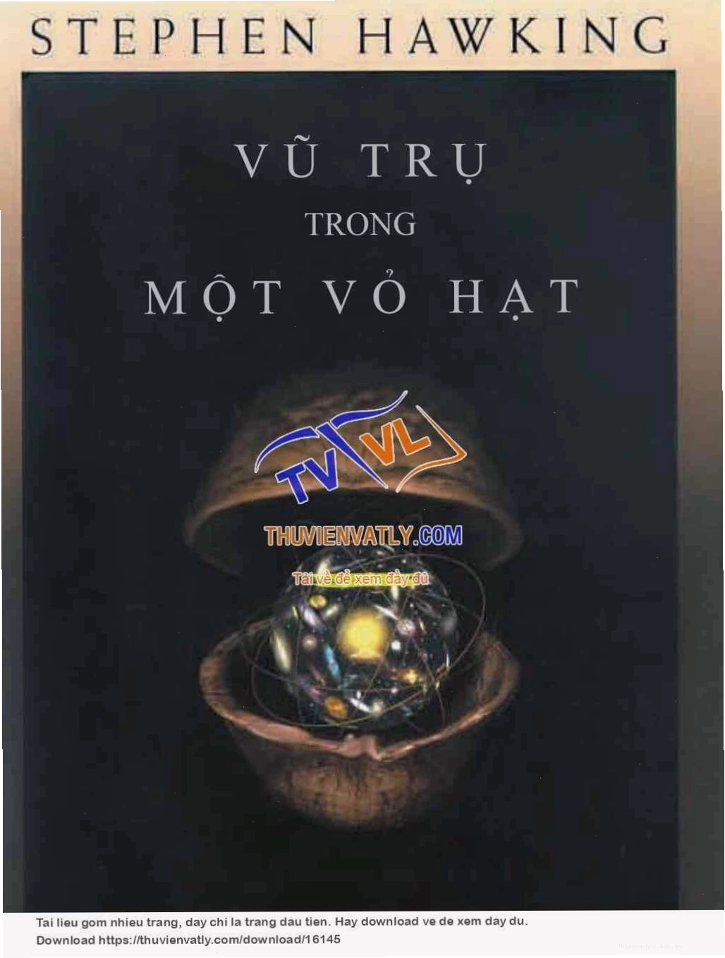 Bìa sách Vũ trụ trong vỏ hạt dẻ của Stephen Hawking
