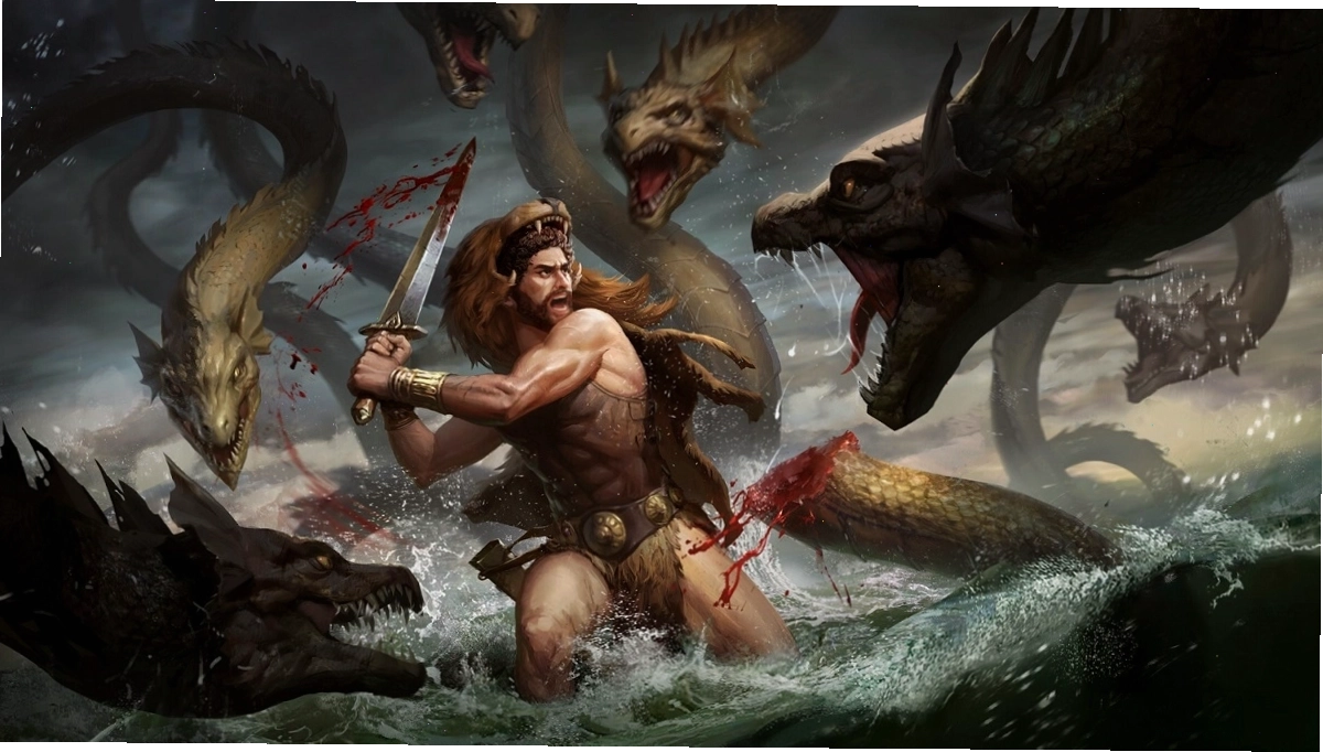Cảnh dũng sĩ Hercules quyết đấu với mãng xà 9 đầu Hydra