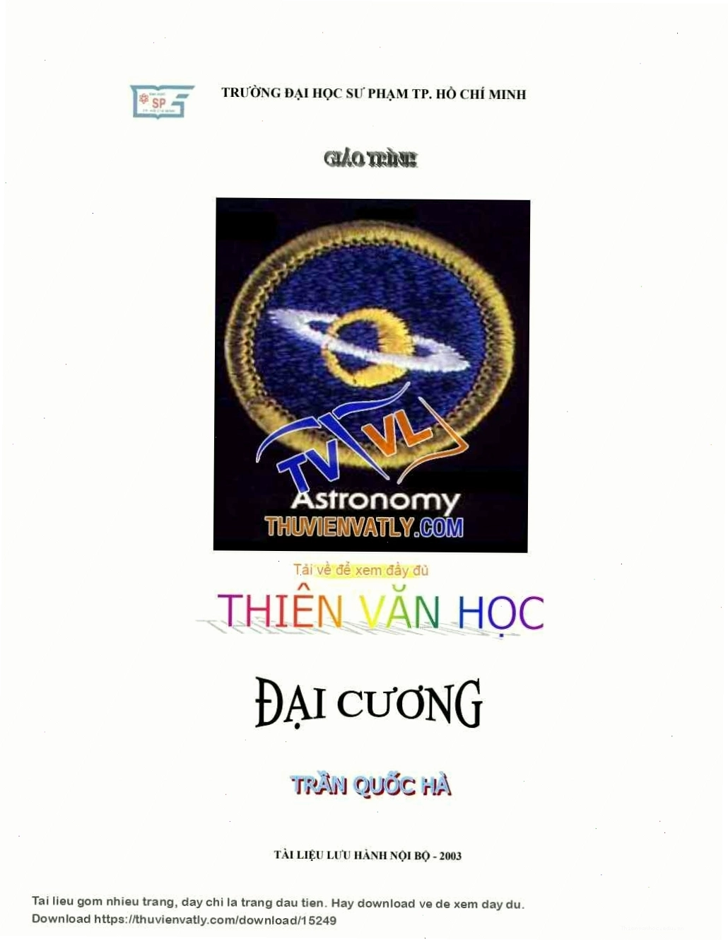 Giáo trình thiên văn học đại cương