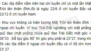 Khi nào mặt trời lên thiên đỉnh ở chí tuyến nam?