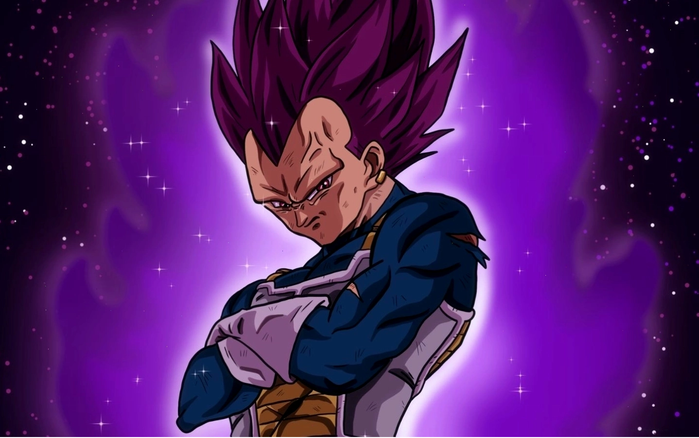 Vegeta trong trạng thái mạnh nhất trên nền vũ trụ