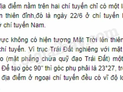 Khi nào mặt trời lên thiên đỉnh ở chí tuyến nam?